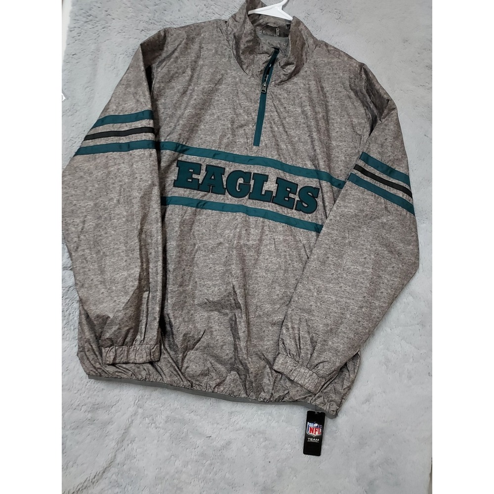 Philadelphia Eagles Jacket Mens 2XL XXL NFL Quarter Zip Windbreaker Embroidered